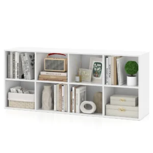 Boekenkast met 8 vakken kantoorplank kubusplank kan verticaal of ondersteboven gebruikt worden staande plank opbergplank wit 1
