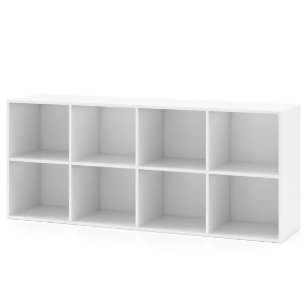 Boekenkast met 8 vakken kantoorplank kubusplank kan verticaal of ondersteboven gebruikt worden staande plank opbergplank wit 2