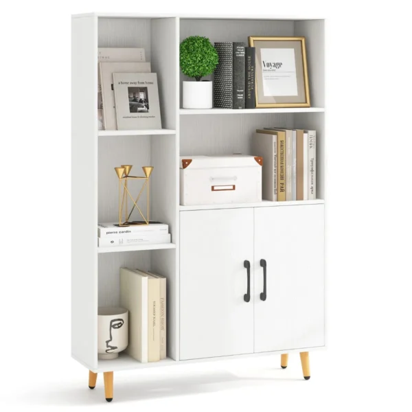Boekenkast met deuren en open vakken vrijstaand kantoorrek dressoir commode opbergrek voor kinderkamer thuis en kantoor 1
