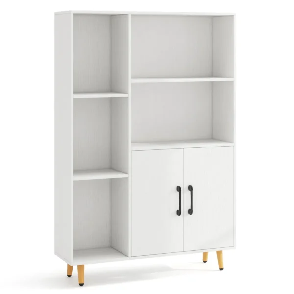 Boekenkast met deuren en open vakken vrijstaand kantoorrek dressoir commode opbergrek voor kinderkamer thuis en kantoor 2