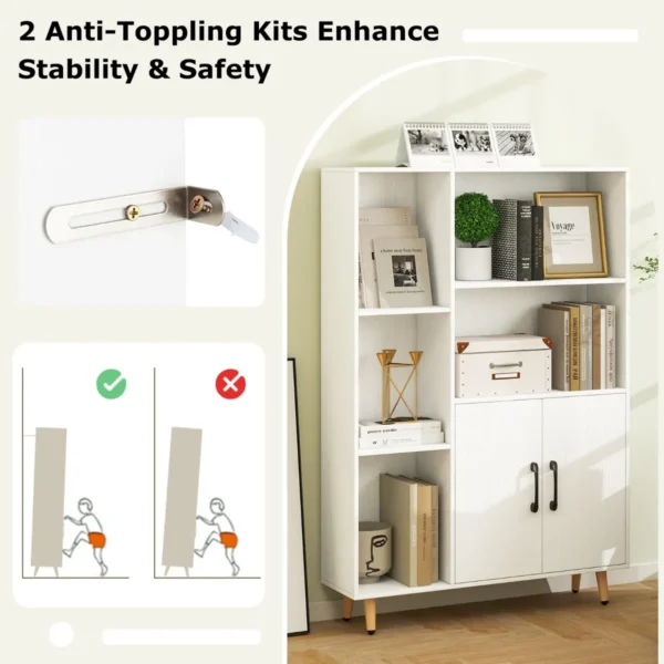 Boekenkast met deuren en open vakken vrijstaand kantoorrek dressoir commode opbergrek voor kinderkamer thuis en kantoor 5