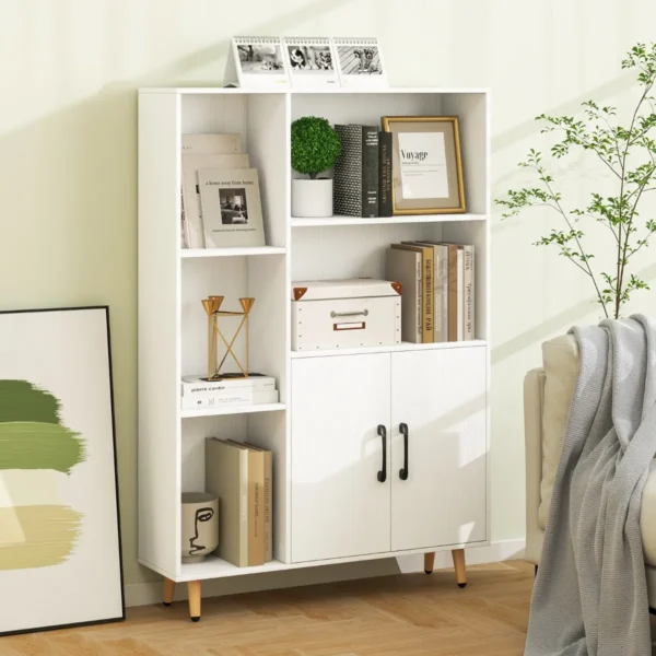 Boekenkast met deuren en open vakken vrijstaand kantoorrek dressoir commode opbergrek voor kinderkamer thuis en kantoor 7