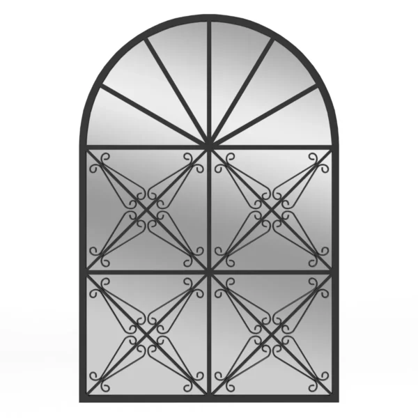 Boogvormige raamspiegel 58 x 87 cm decoratieve wandspiegel met metalen frame hangende raamdecoratiespiegel zwart 2