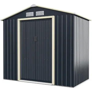 Buiten metalen schuur tuinschuur stalen schuur 213 x 127 x 195 cm grijs 1