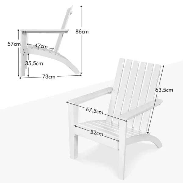 Buitenstoel van hout adirondack klassieke adirondack loungestoel met ergonomisch ontwerp acaciahout patio leunstoel wit 2