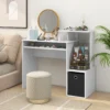 Bureau kleine computertafel met printerplank toetsenbordplank en afneembare stoffen lade pc tafel 100 x 40 x 87 cm wit 7