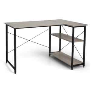 Bureau l vorm computertafel met rek rechts of links hoekbureau met opbergvakken hoektafel bureautafel 120 x 88 x 74,5 cm (grijs) 1
