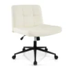 Bureaustoel met wielen gestoffeerde bureau stoel in kunstleer met oversized u vormige zitting in hoogte verstelbaar beige 2
