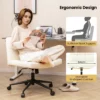 Bureaustoel met wielen gestoffeerde bureau stoel in kunstleer met oversized u vormige zitting in hoogte verstelbaar beige 4
