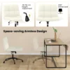 Bureaustoel met wielen gestoffeerde bureau stoel in kunstleer met oversized u vormige zitting in hoogte verstelbaar beige 6