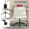 Bureaustoel met wielen gestoffeerde bureau stoel in kunstleer met oversized u vormige zitting in hoogte verstelbaar beige 7