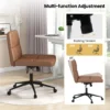 Bureaustoel met wielen gestoffeerde bureau stoel in kunstleer met oversized u vormige zitting in hoogte verstelbaar bruin 6