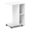 C vormige bijzettafel smalle tafel met opbergplanken universele vergrendelbare wielen mobiele tafel voor bed woonkamer wit 2