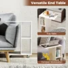 C vormige bijzettafel smalle tafel met opbergplanken universele vergrendelbare wielen mobiele tafel voor bed woonkamer wit 7