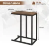 C vormige bijzettafel voor bank en bed 64 cm bankbijzettafel metalen frame tv ladetafel voor woonkamer slaapkamer kleine ruimtes bruin 3