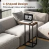 C vormige bijzettafel voor bank en bed 64 cm bankbijzettafel metalen frame tv ladetafel voor woonkamer slaapkamer kleine ruimtes bruin 5