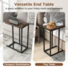 C vormige bijzettafel voor bank en bed 64 cm bankbijzettafel metalen frame tv ladetafel voor woonkamer slaapkamer kleine ruimtes bruin 7