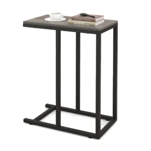 C vormige bijzettafel voor bank en bed 64 cm bankbijzettafel metalen frame tv ladetafel voor woonkamer slaapkamer kleine ruimtes grijs 1