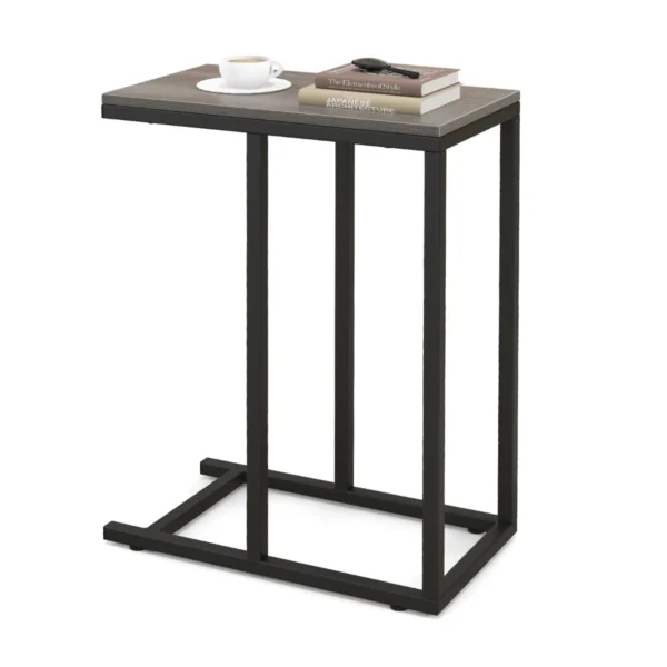 C vormige bijzettafel voor bank en bed 64 cm bankbijzettafel metalen frame tv ladetafel voor woonkamer slaapkamer kleine ruimtes grijs 1