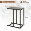C vormige bijzettafel voor bank en bed 64 cm bankbijzettafel metalen frame tv ladetafel voor woonkamer slaapkamer kleine ruimtes grijs 4