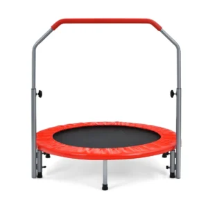 φ 101 cm mini trampoline opvouwbare trampoline met in hoogte verstelbare handgreep voor volwassenen en kinderen rood 1