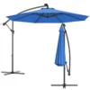Φ300cm led patio parasol met handslinger en kantel aanpassing buiten cantilever opknoping markt patio paraplu blauw 1