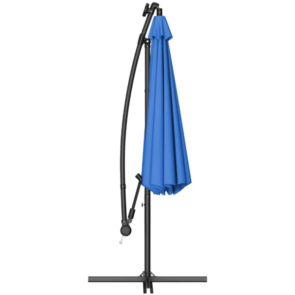 Φ300cm led patio parasol met handslinger en kantel aanpassing buiten cantilever opknoping markt patio paraplu blauw 2