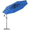 Φ300cm led patio parasol met handslinger en kantel aanpassing buiten cantilever opknoping markt patio paraplu blauw 3