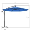 Φ300cm led patio parasol met handslinger en kantel aanpassing buiten cantilever opknoping markt patio paraplu blauw 4