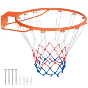 Φ38,5cm basketbalhoepel voor wandmontage met all weather net stevige universele basketbalrand voor gebruik binnen en buiten oranje 1