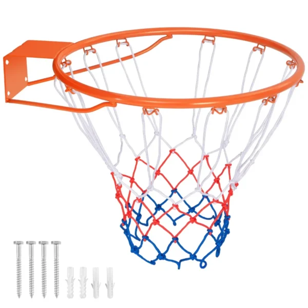Φ38,5cm basketbalhoepel voor wandmontage met all weather net stevige universele basketbalrand voor gebruik binnen en buiten oranje 1