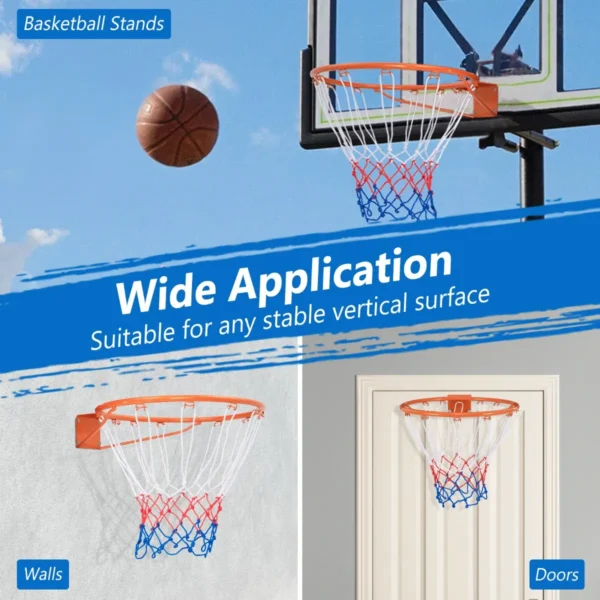 Φ38,5cm basketbalhoepel voor wandmontage met all weather net stevige universele basketbalrand voor gebruik binnen en buiten oranje 3