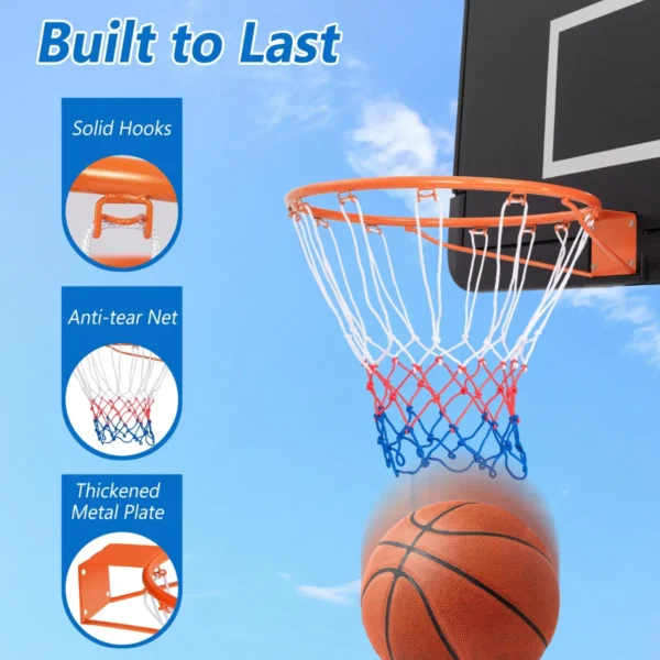 Φ38,5cm basketbalhoepel voor wandmontage met all weather net stevige universele basketbalrand voor gebruik binnen en buiten oranje 4