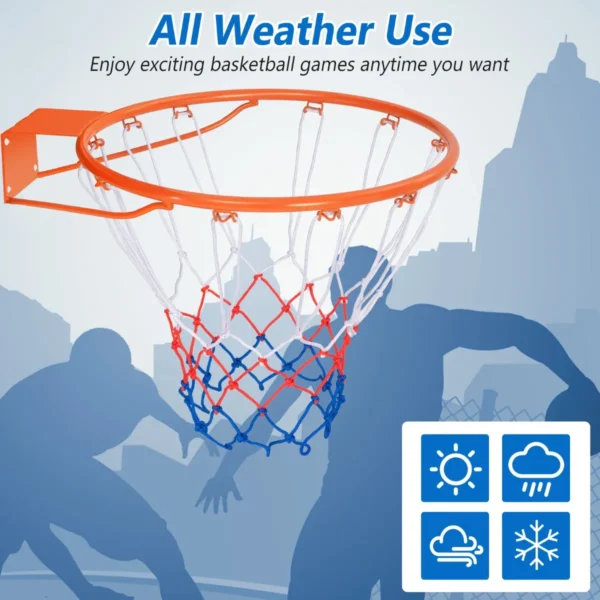 Φ38,5cm basketbalhoepel voor wandmontage met all weather net stevige universele basketbalrand voor gebruik binnen en buiten oranje 6