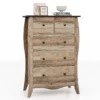 Commode met 5 laden dressoir in landelijke stijl met inklapbare stoffen laden opbergkast van hout ladekast (bruin) 1