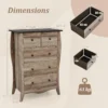 Commode met 5 laden dressoir in landelijke stijl met inklapbare stoffen laden opbergkast van hout ladekast (bruin) 2