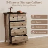 Commode met 5 laden dressoir in landelijke stijl met inklapbare stoffen laden opbergkast van hout ladekast (bruin) 3