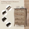 Commode met 5 laden dressoir in landelijke stijl met inklapbare stoffen laden opbergkast van hout ladekast (bruin) 6