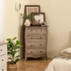 Commode met 5 laden dressoir in landelijke stijl met inklapbare stoffen laden opbergkast van hout ladekast (bruin) 7