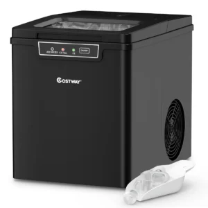 Compacte ijsblokjesmachine 9 kogeltjes ijs / 8 minuten 12 kg/dag ijsmachine met ijslepel en emmer 35 x 25 x 29,5 cm zwart 1