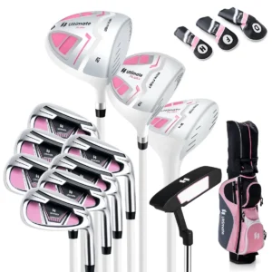 Complete dames golfclubset 11 delige set golfclubs rechtshandig met draagtas en regenhoes roze 1