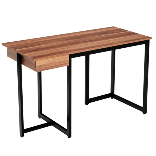 Computerbureau 120cm lade metalen frame verstelbare voetsteun modern bureau voor kantoor woonkamer okkernoot 2