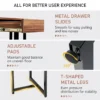 Computerbureau 120cm lade metalen frame verstelbare voetsteun modern bureau voor kantoor woonkamer okkernoot 7