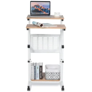 Computerbureau 2 in 1 bureau met in hoogte verstelbaar tafelblad 55 x 53 x 98 cm naturel + wit 1