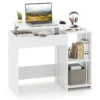 Computerbureau met opklapbaar bovenblad modern laptopbureau met verborgen vak en 2 open opbergplanken studeertafel wit 1