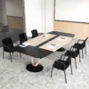 Conferentiestoelen set van 2 bezoekersstoelen met armleuningen rugleuning van netstof en gevoerde zitting bureaustoelen tot 150 kg belastbaar 6