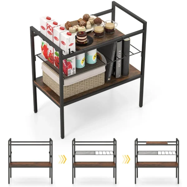 Consoletafel industriële ingangtafel metalen frame met legplanken smalle console bijzettafel voor woonkamer planken organisers 1