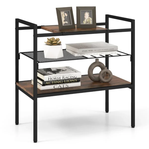 Consoletafel industriële ingangtafel metalen frame met legplanken smalle console bijzettafel voor woonkamer planken organisers 2