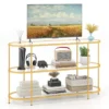 Consoletafel met 3 niveaus tv standaard voor tv's tot 65 inch tv console met gehard glazen planken goud 1