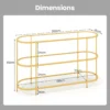 Consoletafel met 3 niveaus tv standaard voor tv's tot 65 inch tv console met gehard glazen planken goud 3